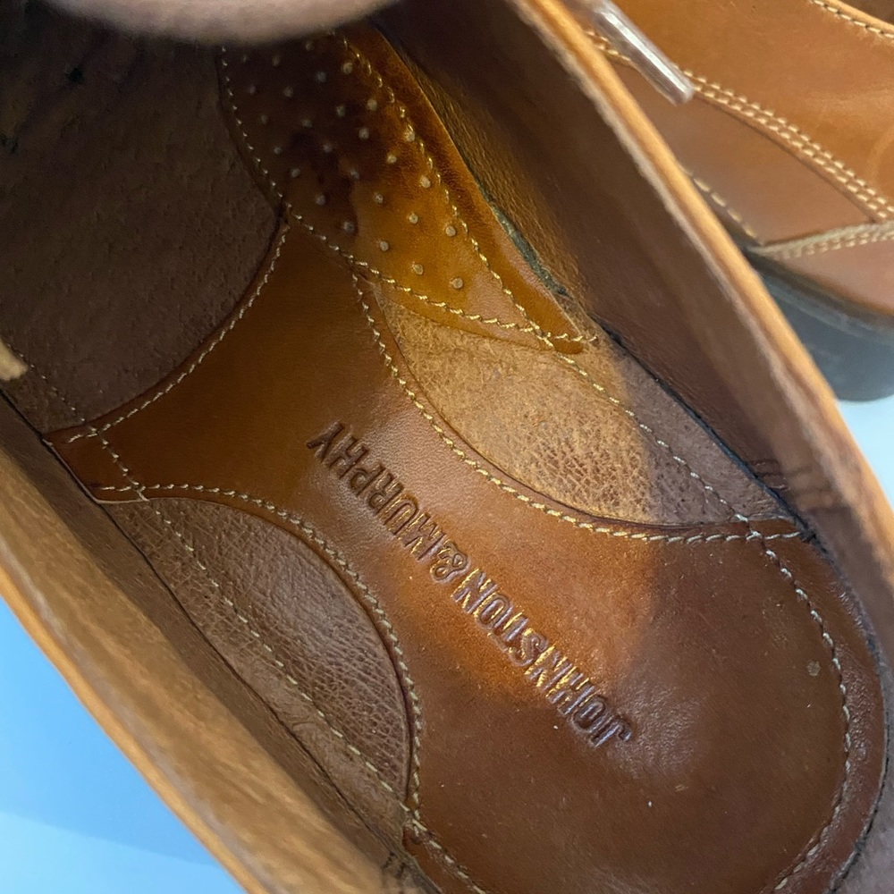 COPY - QUALITY!💙👖JOHNSTON & MURPHY! LACE UP DRESS SHOES!👖💙9.5 TAN LEATHER SHOES… - Picture 8 of 16